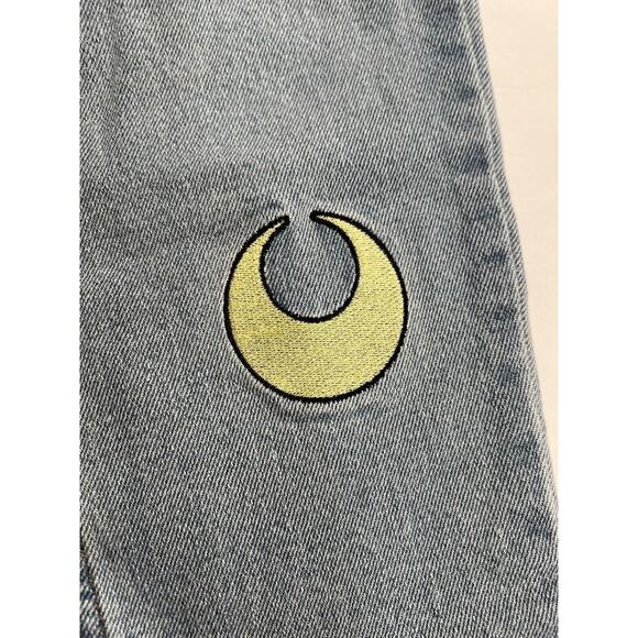 Sailor Moon Icons Embroidered Mom Jeans Size 1 Hot Topic Exclusive Cat Moon - Picture 6 of 16